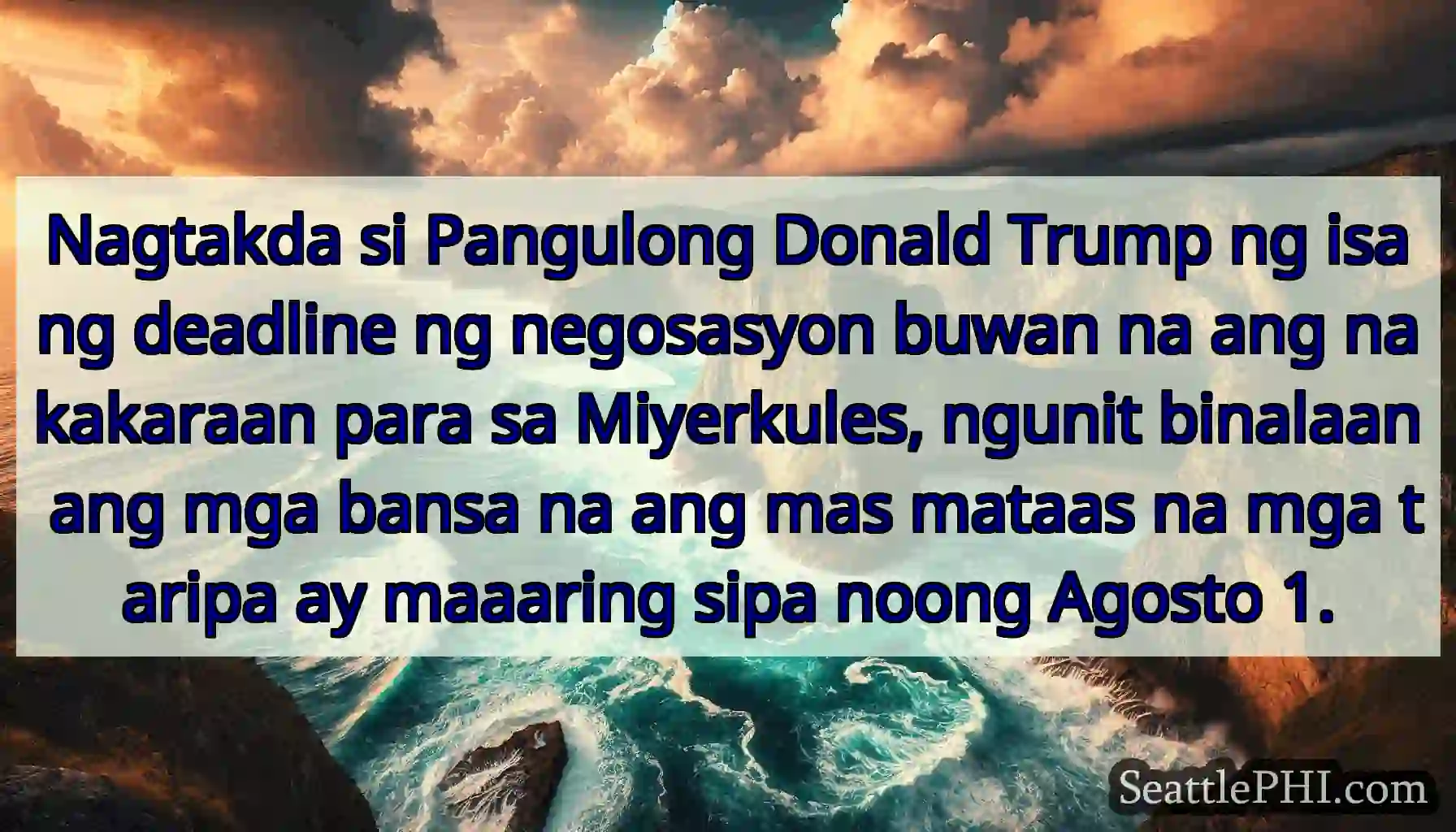 Nagtakda si Pangulong Donald Trump ng isang