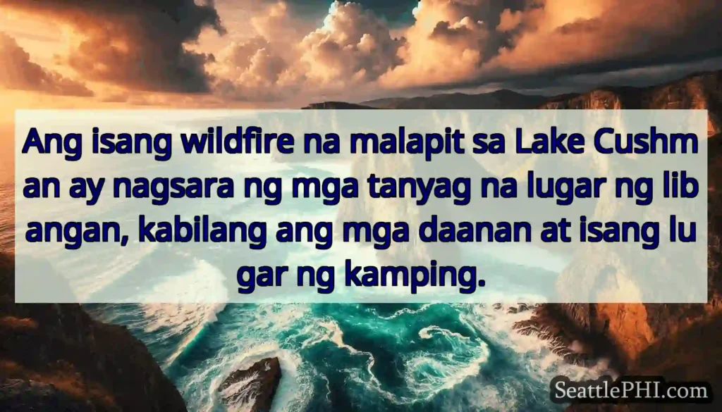 Ang isang wildfire na malapit sa Lake Cushman ay