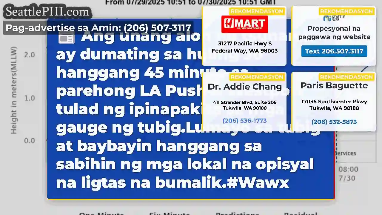 Ang unang alon ng tsunami ay dumating sa huling