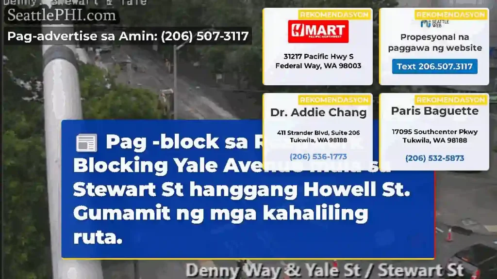Pag -block sa Roadwork Blocking Yale Avenue mula