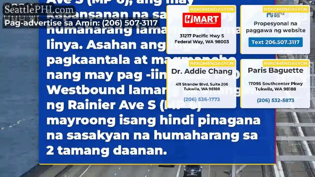 Update: Sa Westbound I-90 lamang sa silangan ng