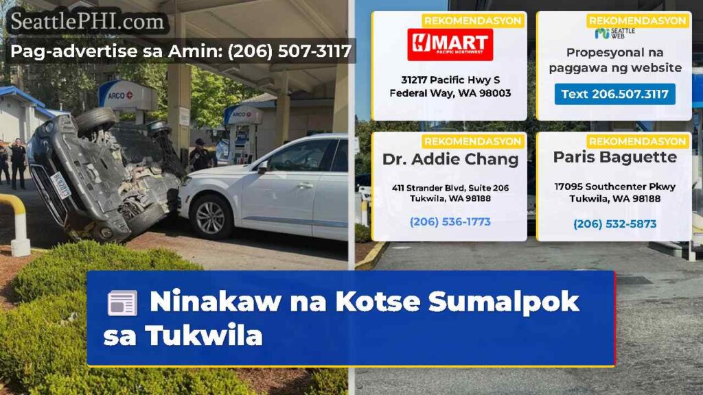 Ninakaw na Kotse Sumalpok sa Tukwila