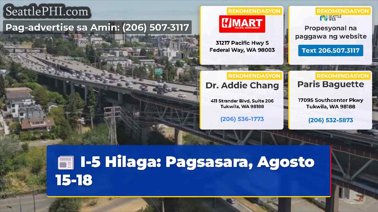 I-5 Hilaga Pagsasara Agosto 15-18