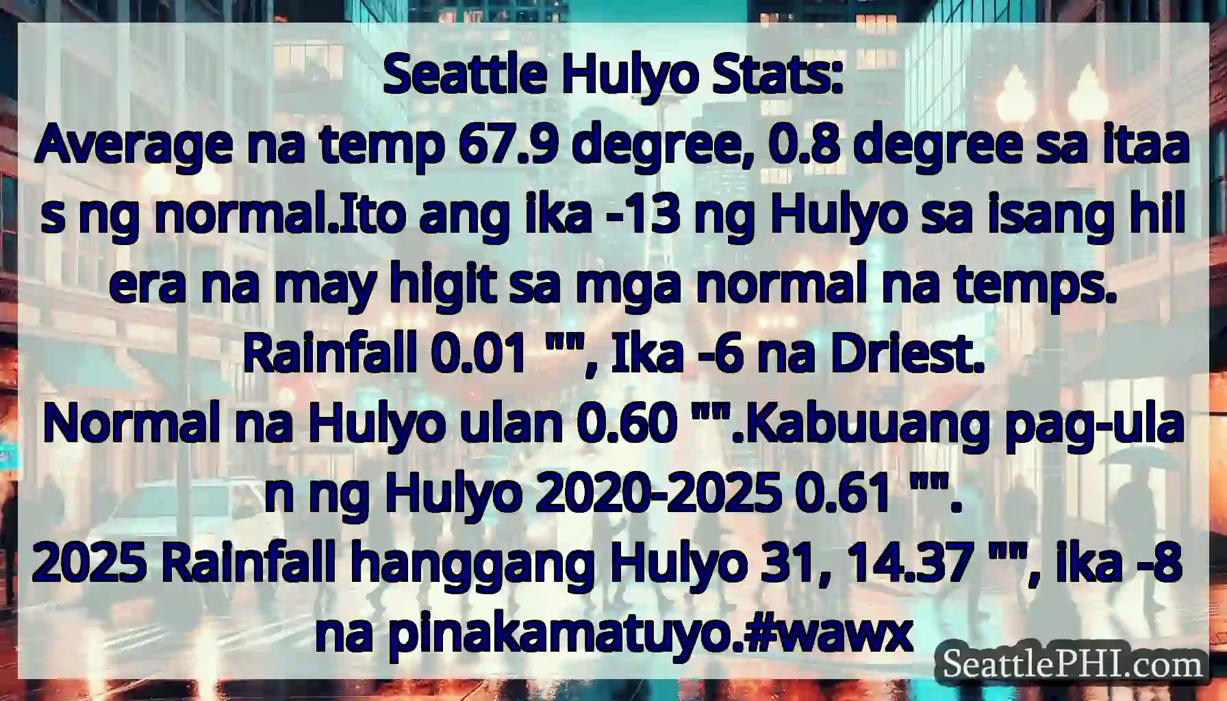 Seattle Hulyo Stats:
