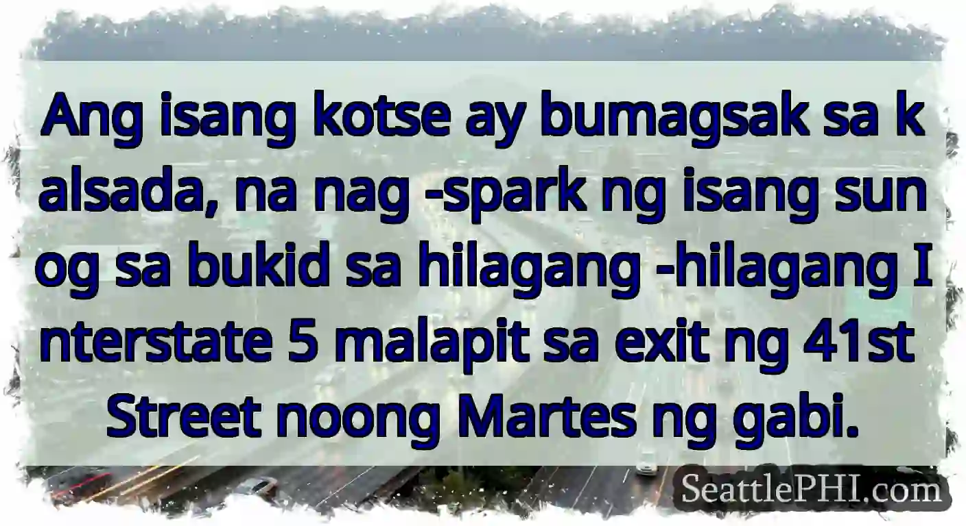 Ang isang kotse ay bumagsak sa kalsada, na nag
