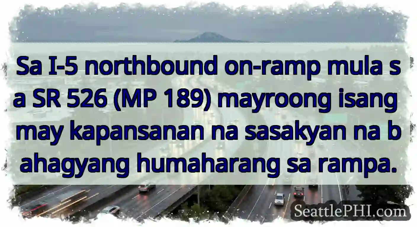 Sa I-5 northbound on-ramp mula sa SR 526 (MP 189)