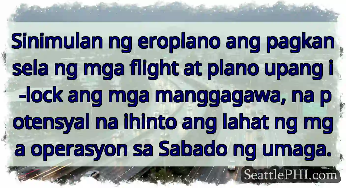 Sinimulan ng eroplano ang pagkansela ng mga