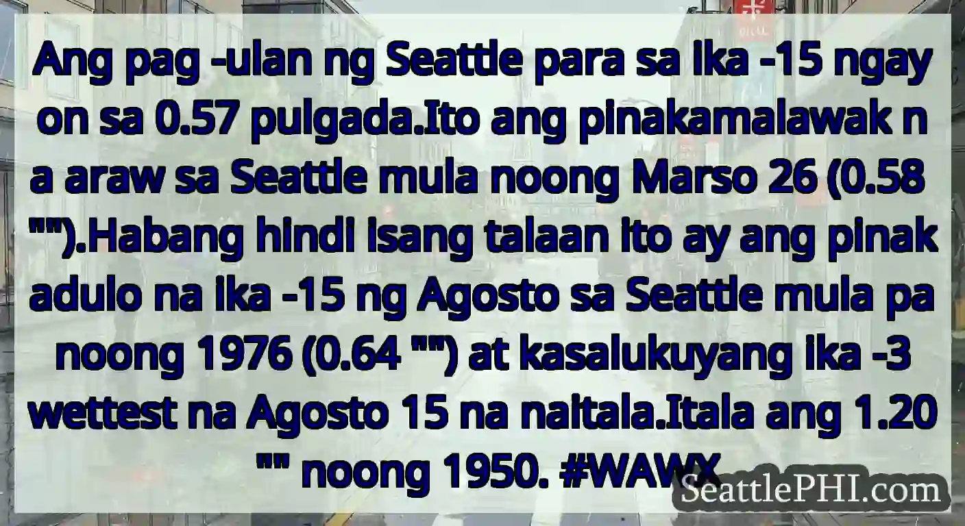 Ang pag -ulan ng Seattle para sa ika -15 ngayon