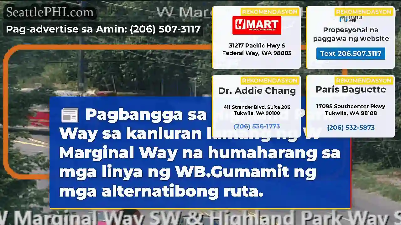 Pagbangga sa Highland Park Way sa kanluran lamang