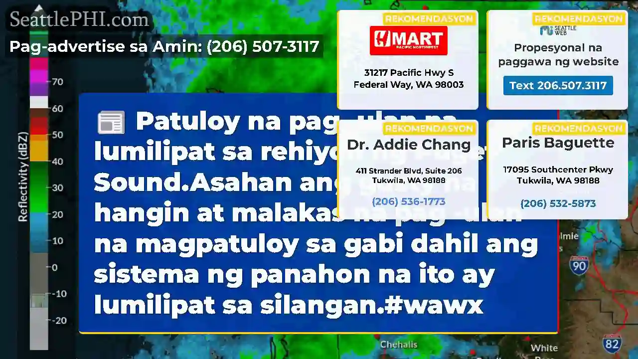 Patuloy na pag -ulan na lumilipat sa rehiyon ng