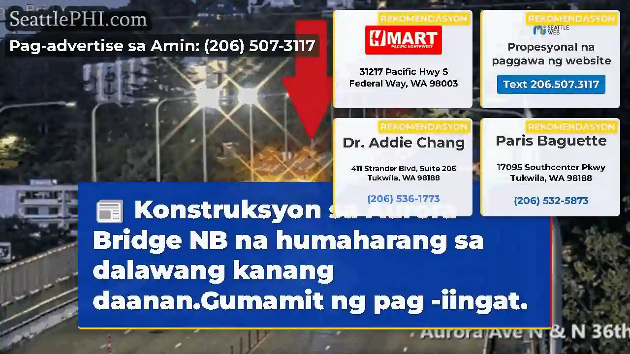 Konstruksyon sa Aurora Bridge NB na humaharang sa