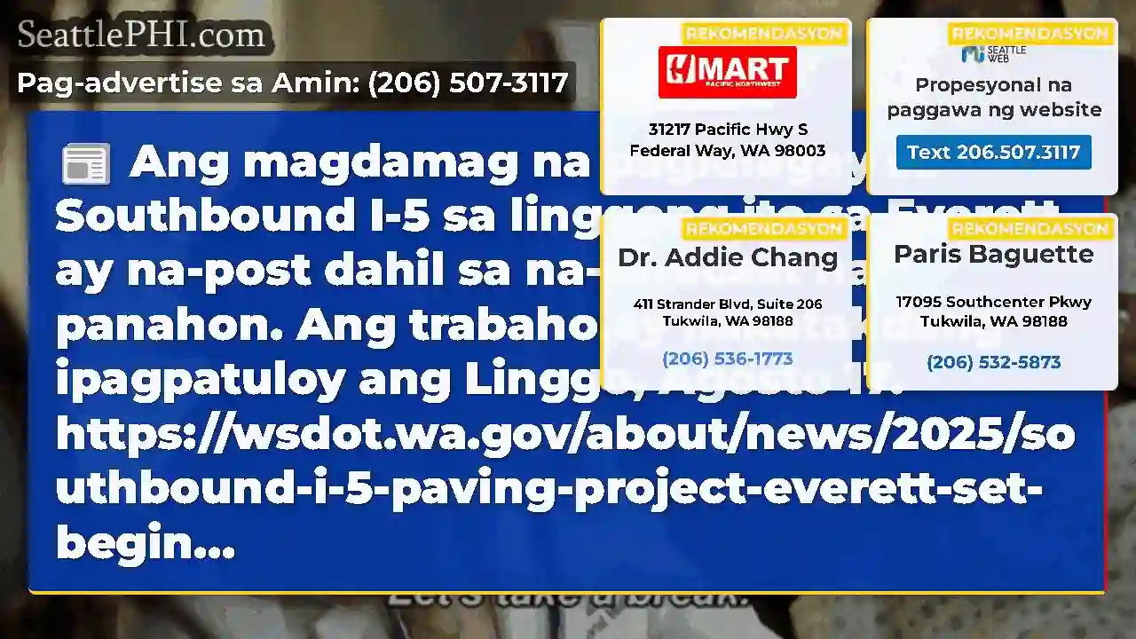 Ang magdamag na paglalagay sa Southbound I-5 sa