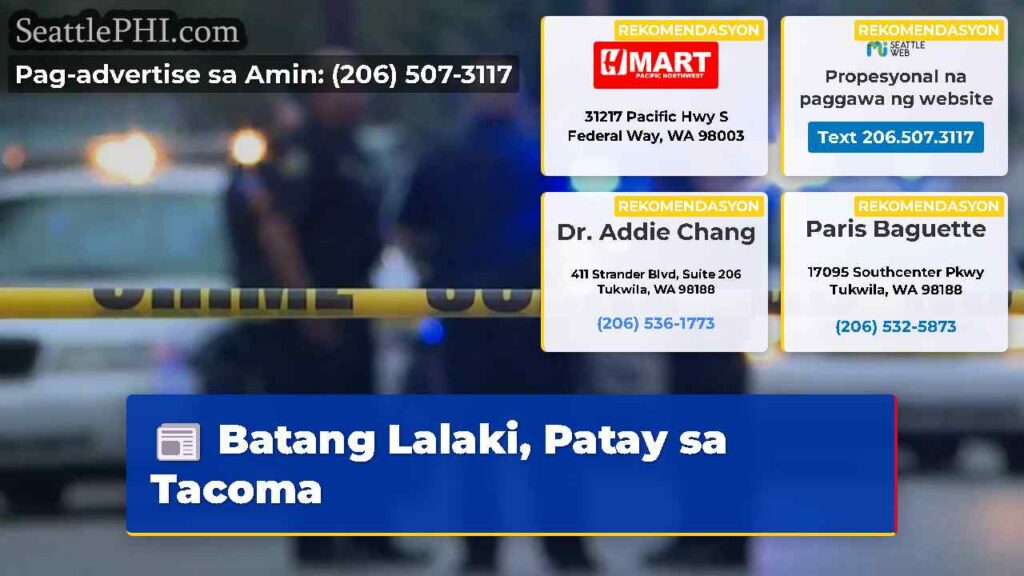 Batang Lalaki, Patay sa Tacoma