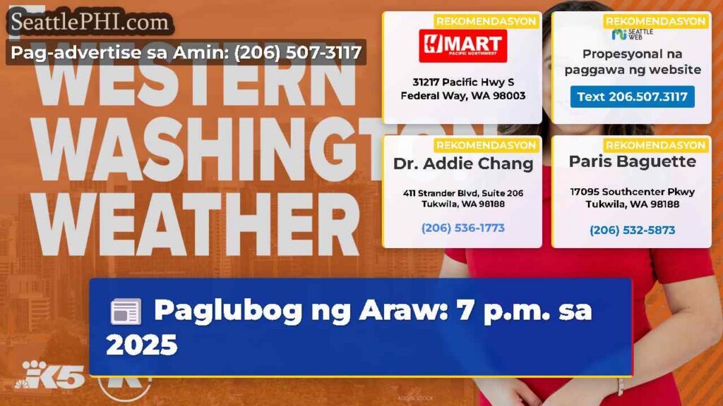 Paglubog ng Araw: 7 p.m. sa 2025