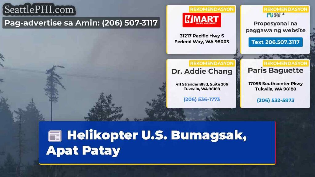 Helikopter U.S. Bumagsak, Apat Patay