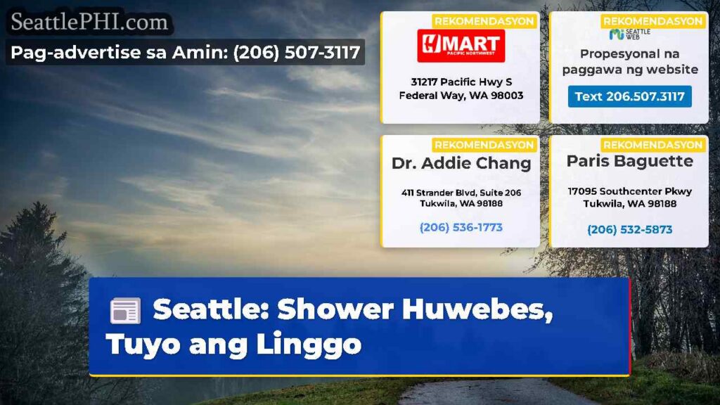 Seattle: Shower Huwebes, Tuyo ang Linggo