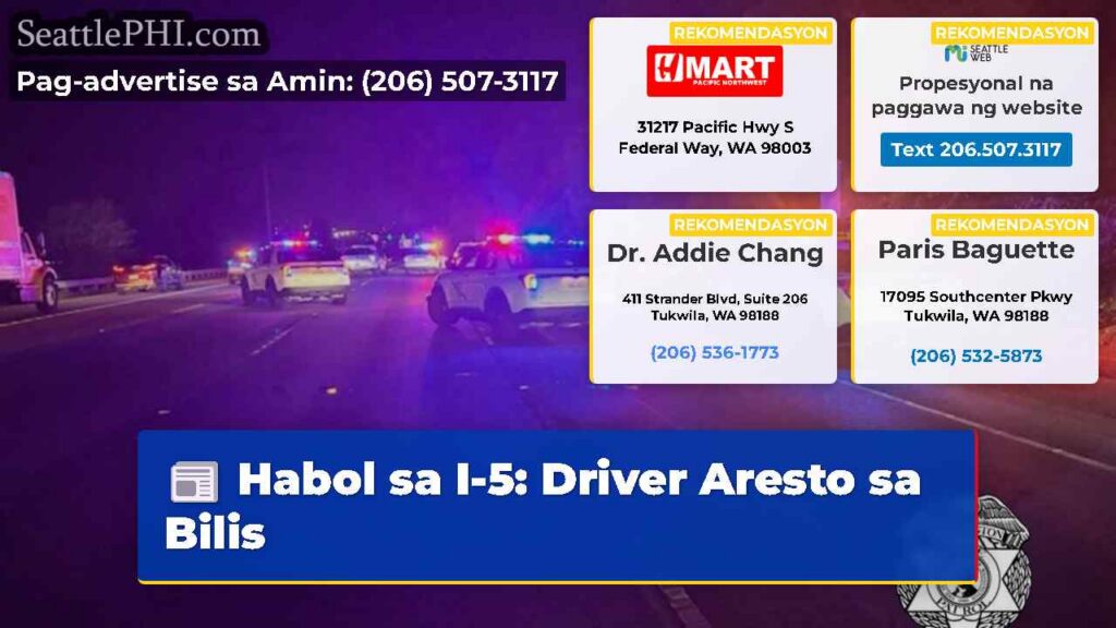 Habol sa I-5: Driver Aresto sa Bilis