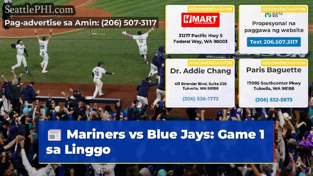 Mariners vs Blue Jays: Game 1 sa Linggo