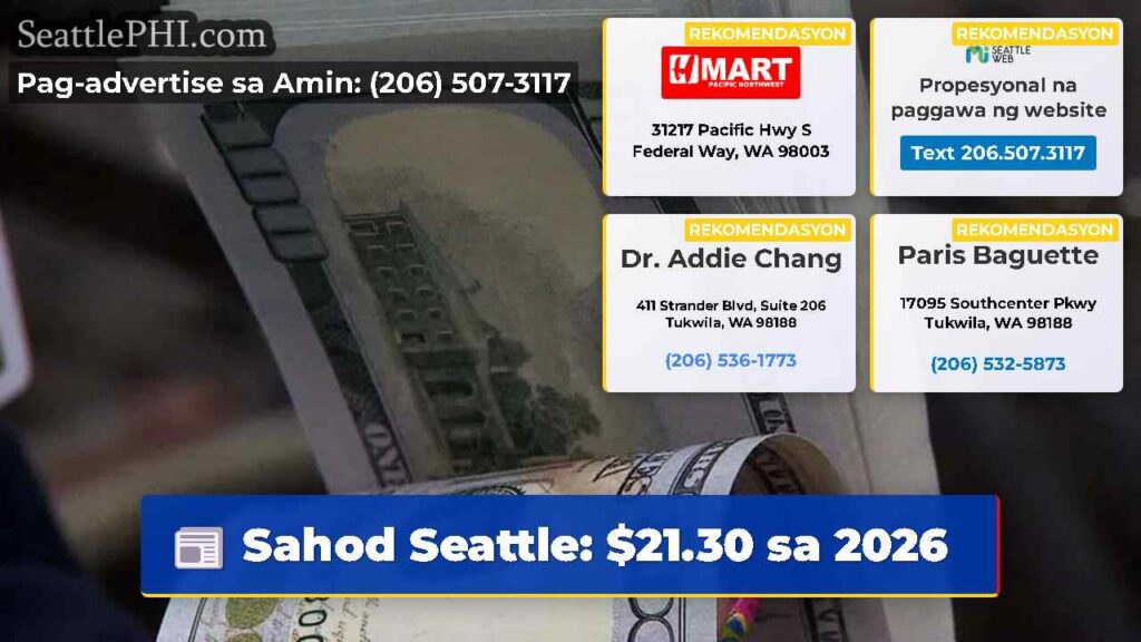 Sahod Seattle: $21.30 sa 2026