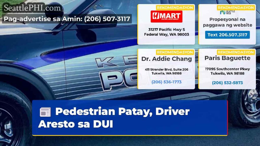 Pedestrian Patay, Driver Aresto sa DUI