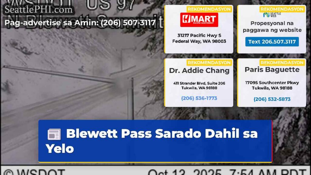 Blewett Pass Sarado Dahil sa Yelo