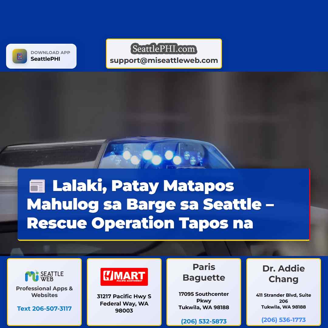 Lalaki, Patay Matapos Mahulog sa Barge sa Seattle