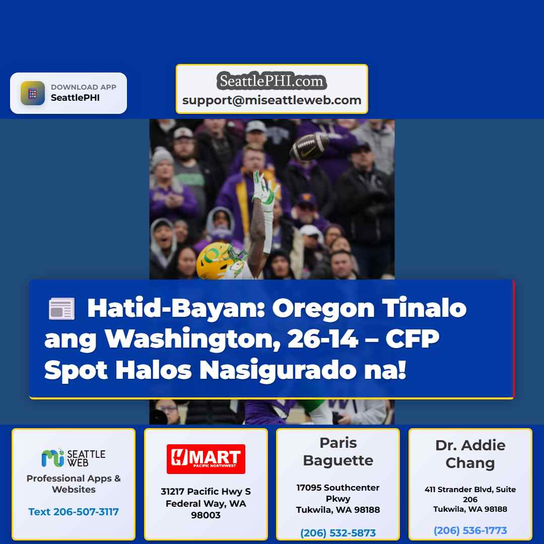 Hatid-Bayan: Oregon Tinalo ang Washington, 26-14