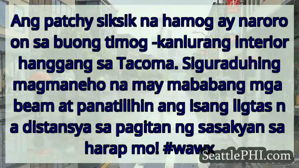 Ang patchy siksik na hamog ay naroroon sa buong