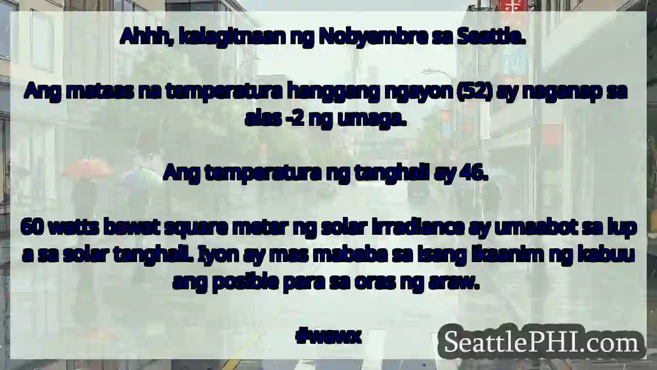 Ahhh, kalagitnaan ng Nobyembre sa Seattle.