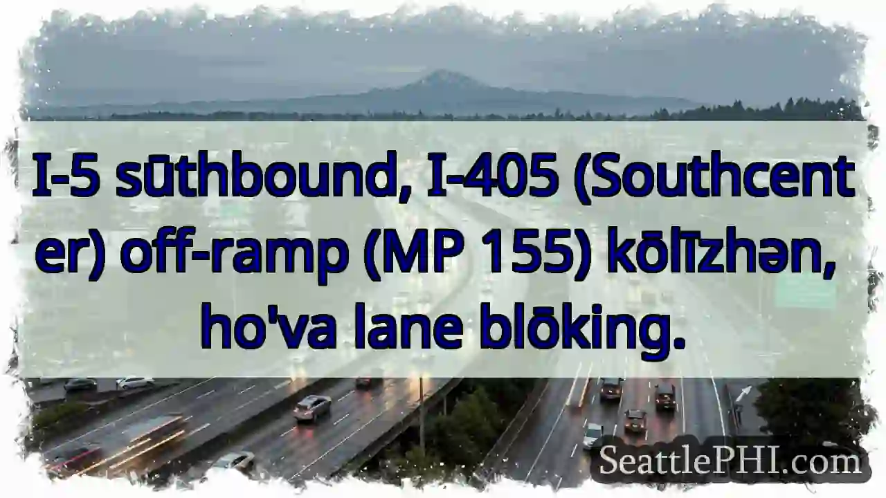 I-5 sūthbound: Kōlīzhən, lane blōking.