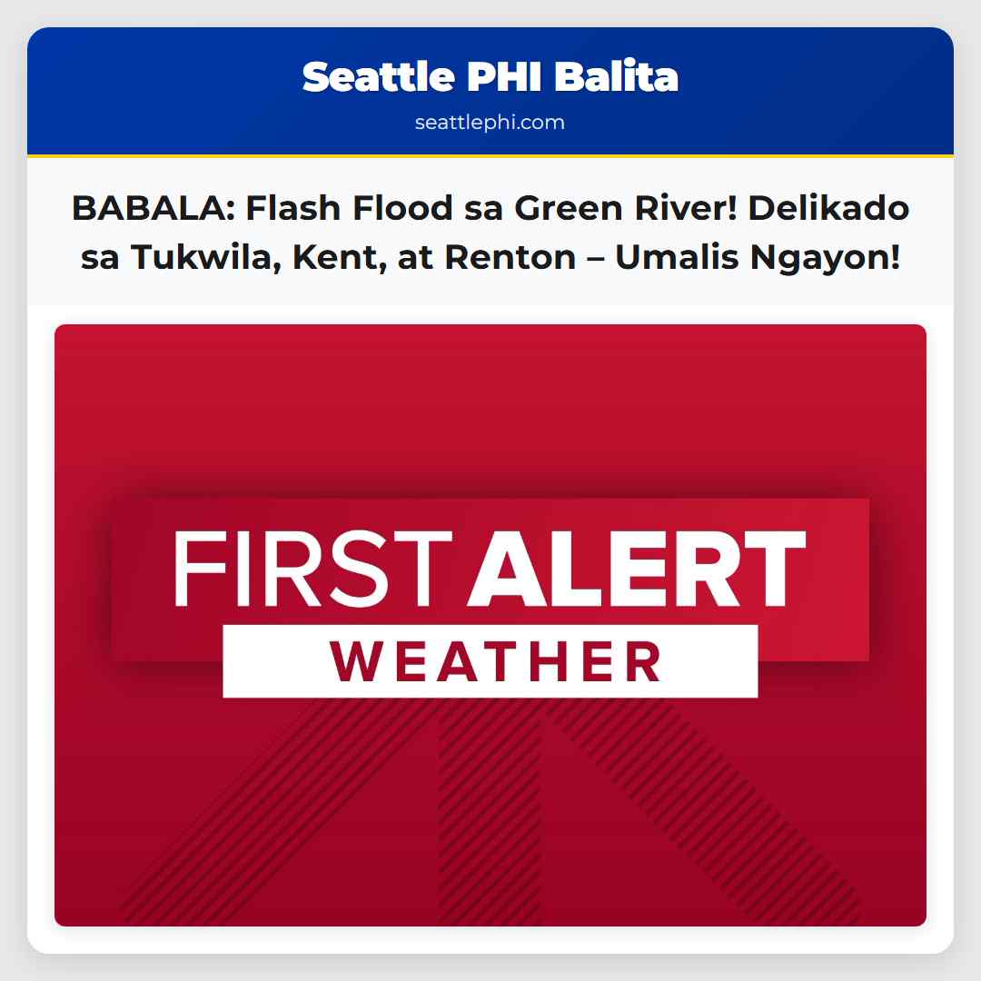 Babala sa Flash Flood Bumigay ang Riprap sa Green River Delikado ang Sitwasyon sa Tukwila Kent at Renton