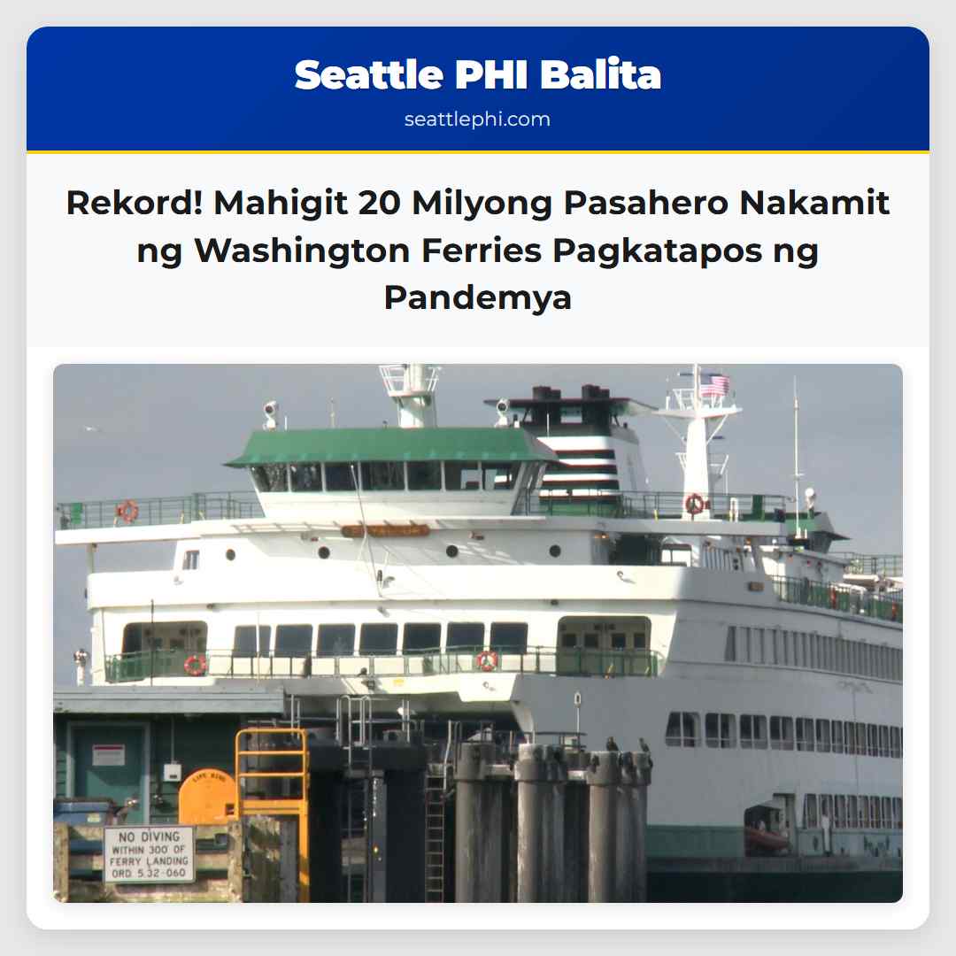 Mahigit 20 Milyong Pasahero ang Nakamit ng Washington Ferries Rekord Pagkatapos ng Pandemya