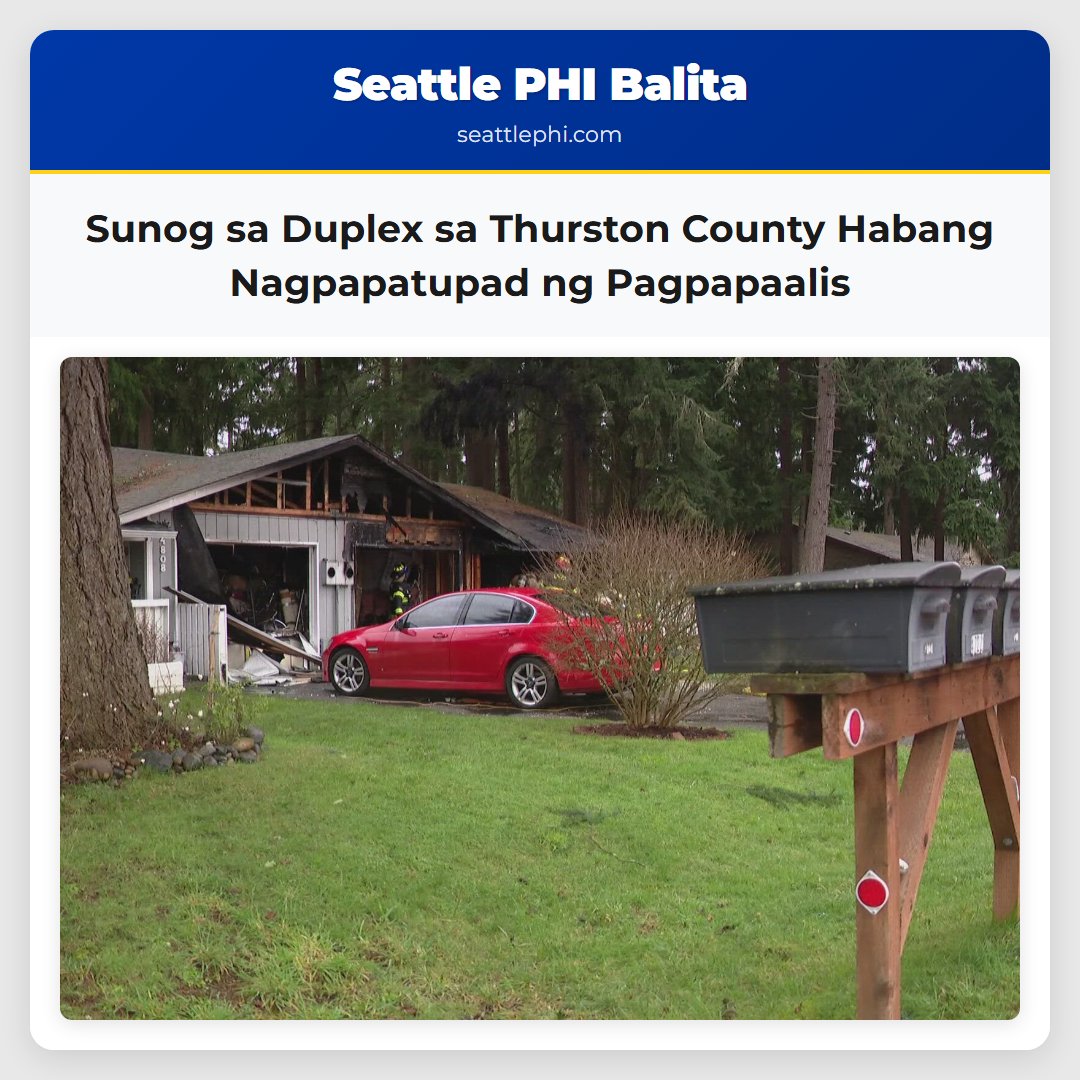 Sunog sa Duplex sa Thurston County Habang