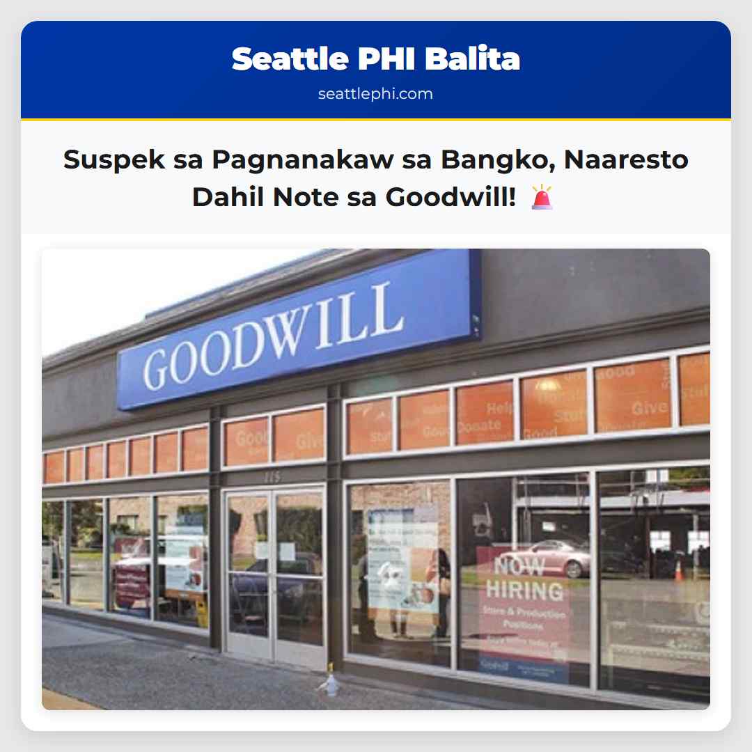 Suspek sa Serye ng Pagnanakaw sa Bangko sa Seattle Naaresto Matapos Matagpuan ang Note sa Goodwill