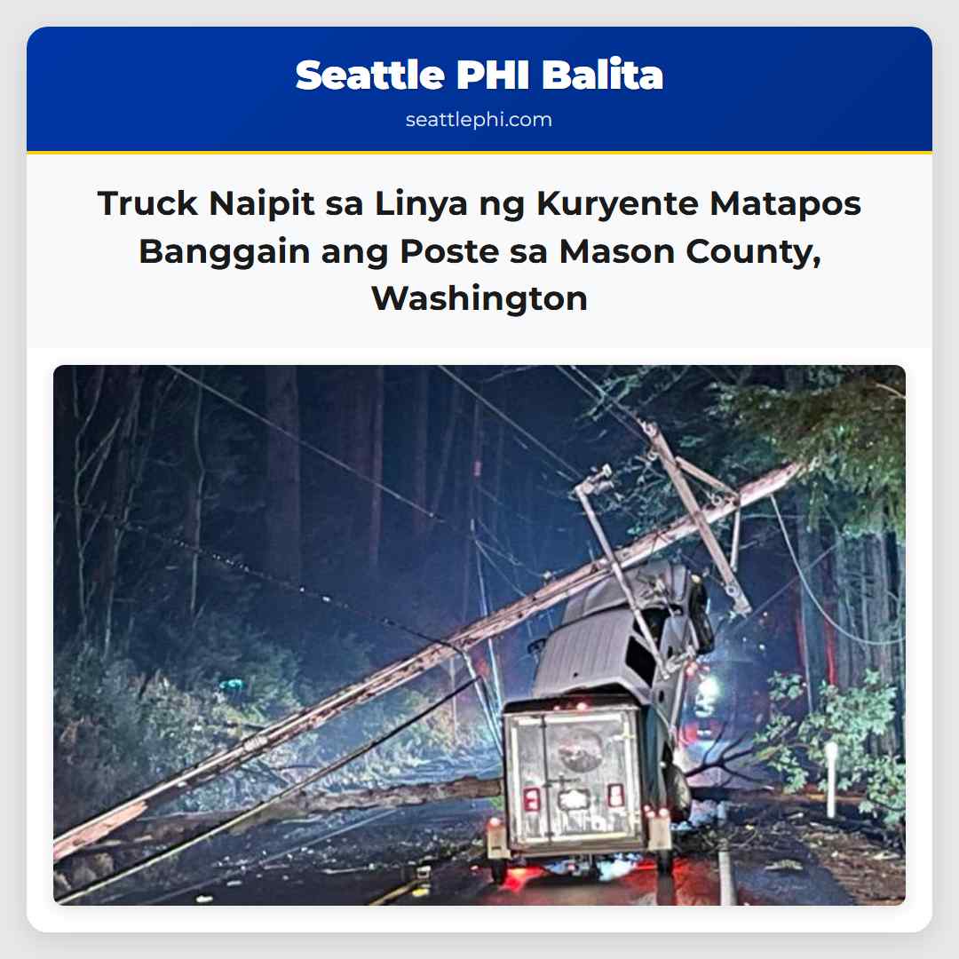 Truck Naipit sa Linya ng Kuryente Matapos