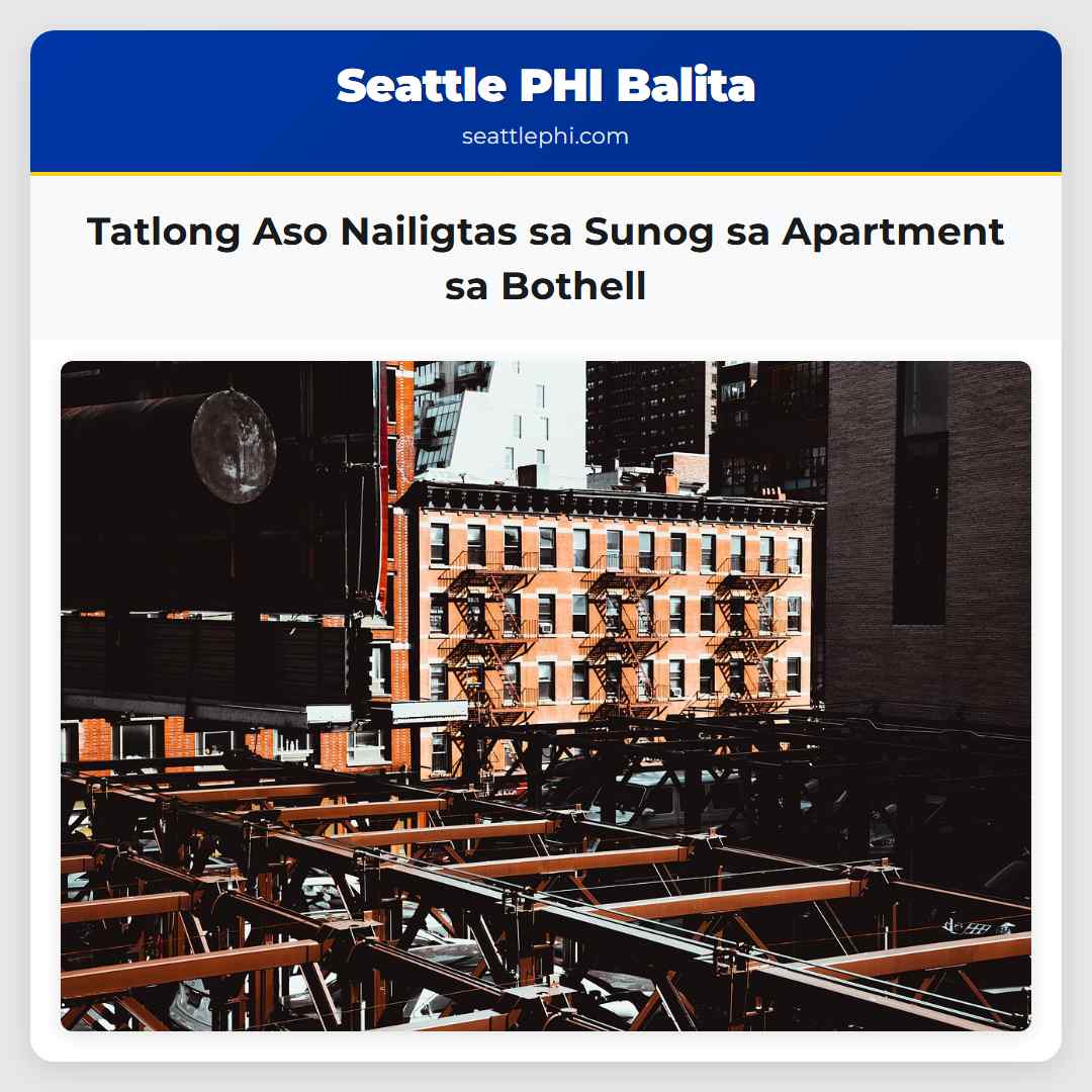 Tatlong Aso Nailigtas sa Sunog sa Apartment sa