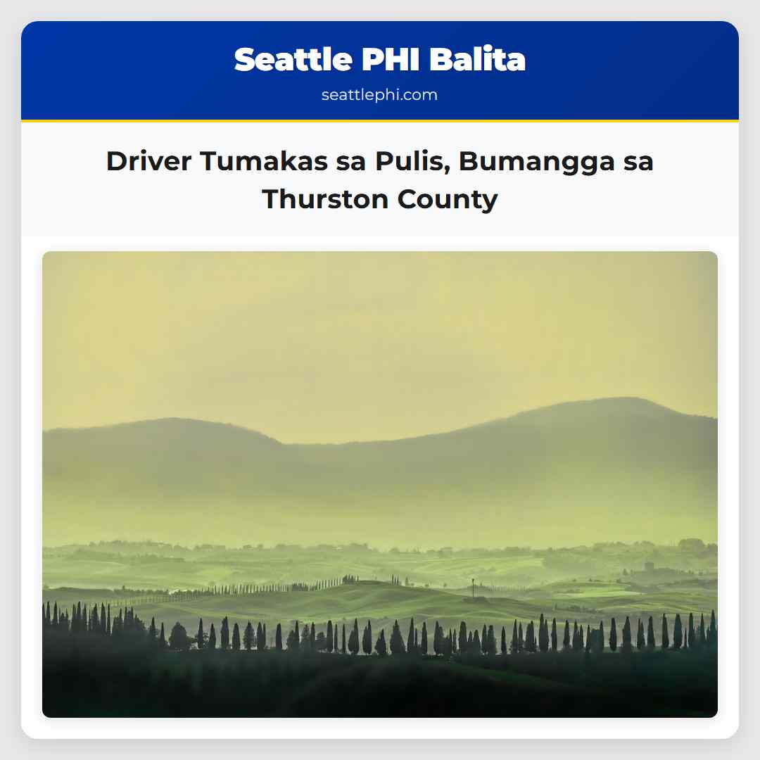 Driver Tumakas sa Pulis, Bumangga sa Thurston