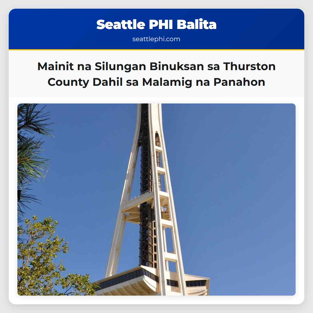 Mainit na Silungan Binuksan sa Thurston County