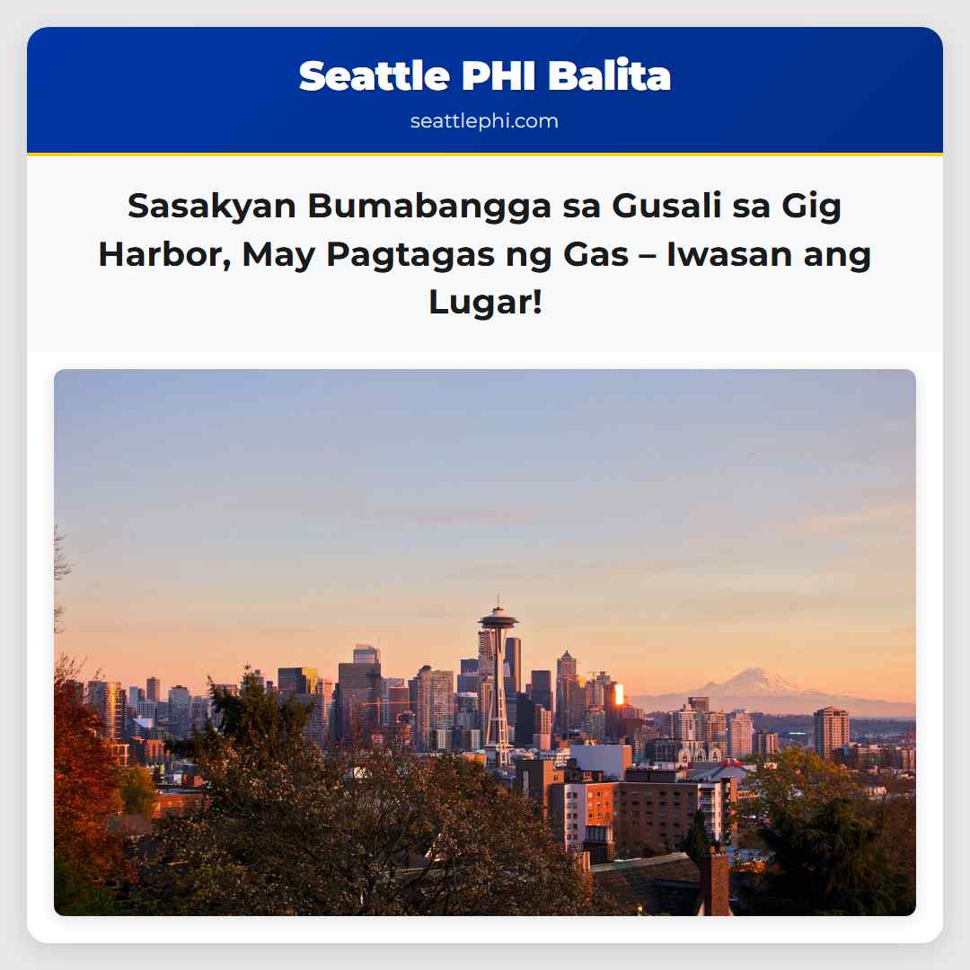 Sasakyan Bumabangga sa Gusali sa Gig Harbor, May