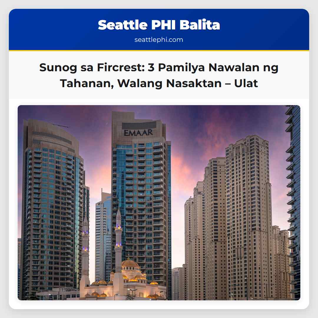 Sunog sa Fircrest Washington Tatlong Pamilya Nawalan ng Tahanan