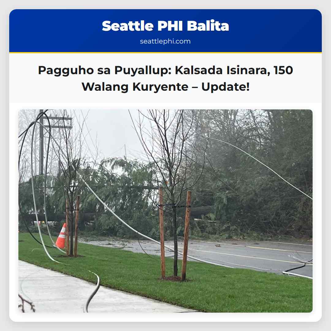 Isinara ang mga Kalsada sa Puyallup Matapos ang Pagguho na Tumama sa mga Linya ng Kuryente