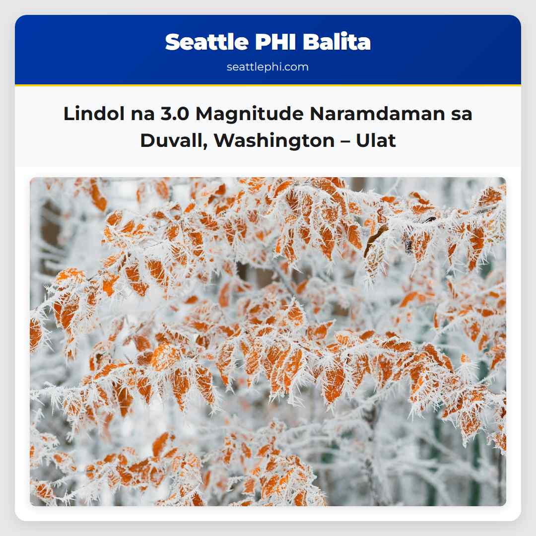 Lindol na 3.0 Magnitude Naramdaman sa Duvall,