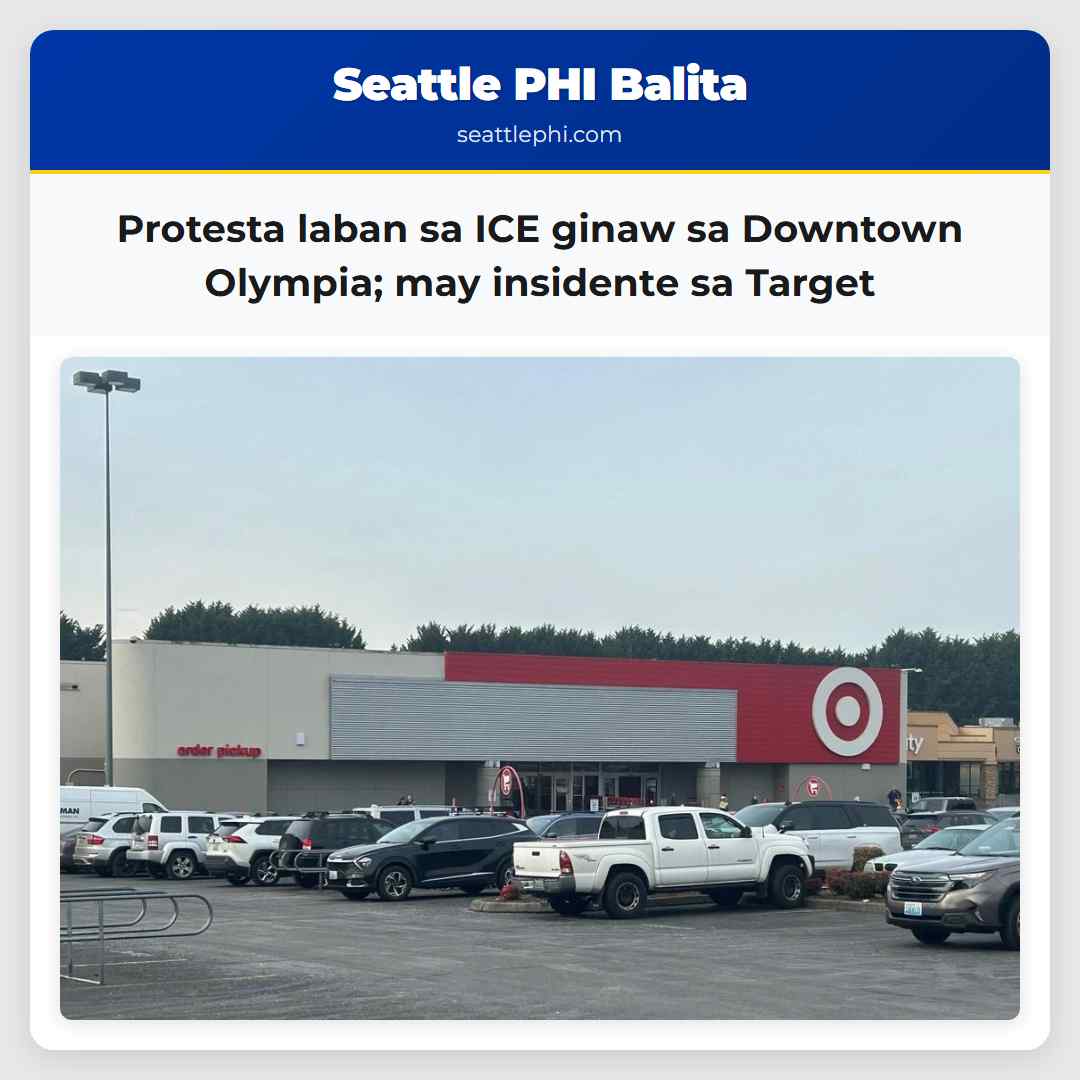 Protesta laban sa ICE ginaw sa Downtown Olympia;