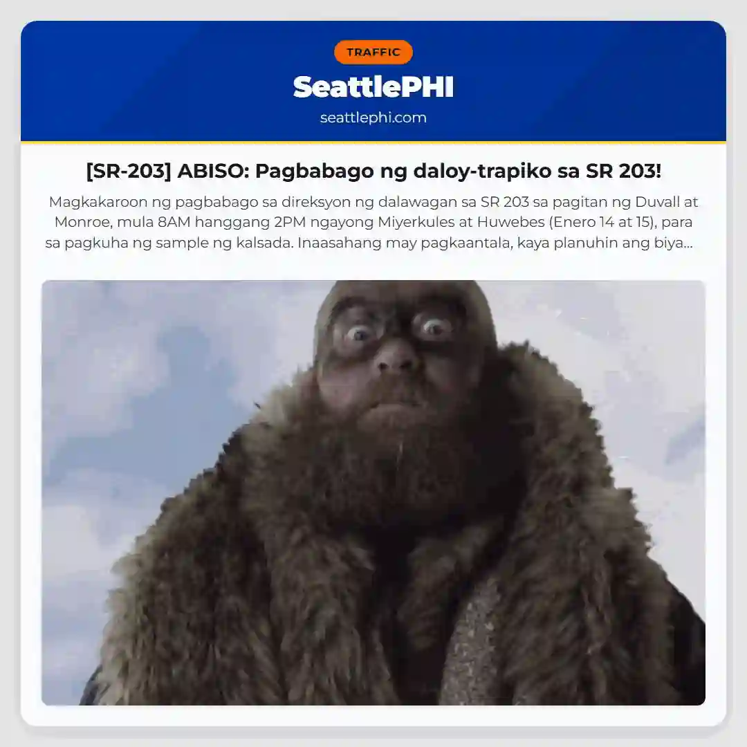[SR-203] ABISO: Pagbabago ng daloy-trapiko sa SR 203!