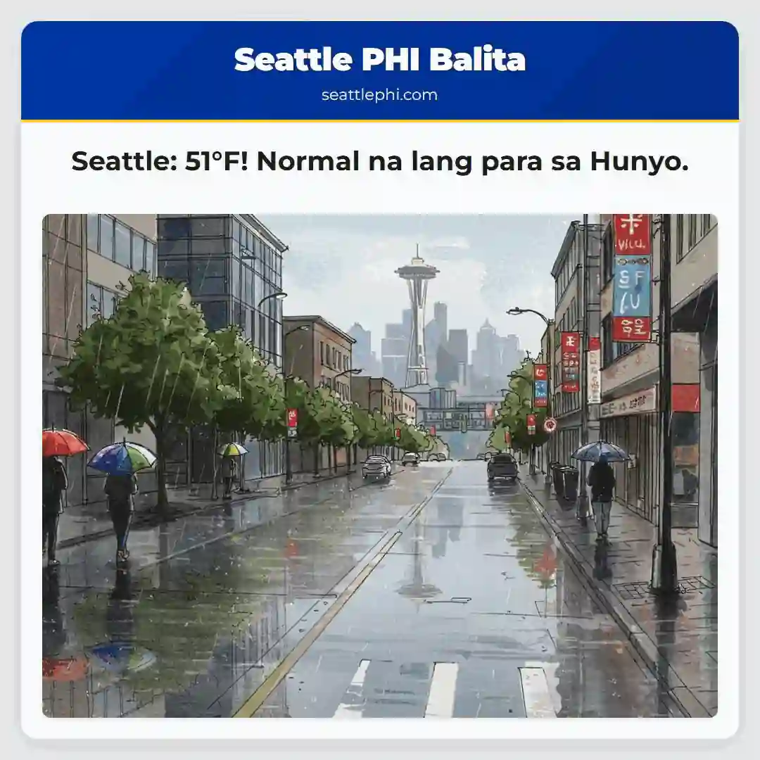 Seattle: 51°F! Normal na lang para sa Hunyo.