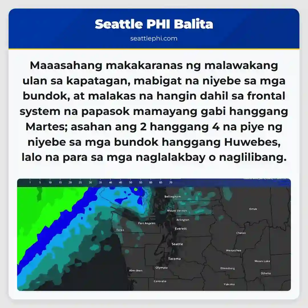 Malakas na ulan, niyebe, at hangin! Mag-ingat!