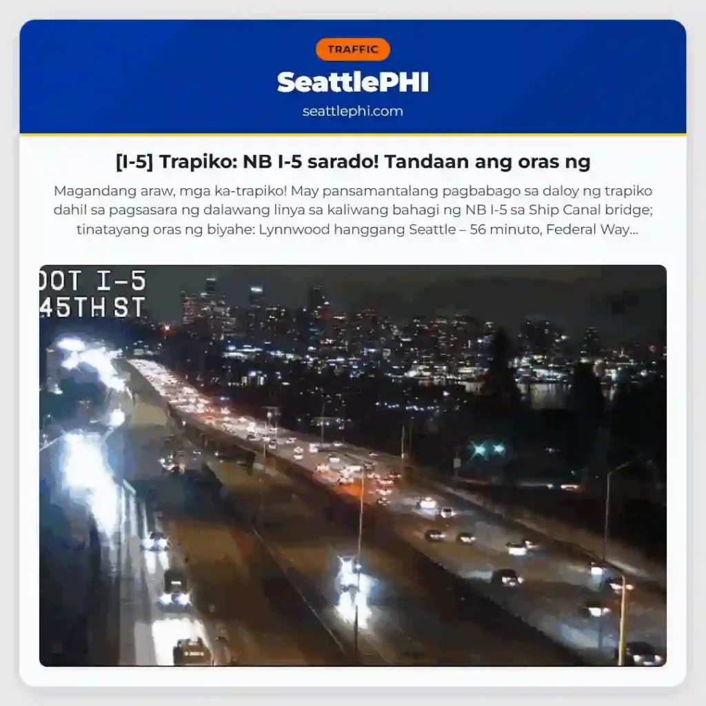 [I-5] Trapiko: NB I-5 sarado! Tandaan ang oras ng