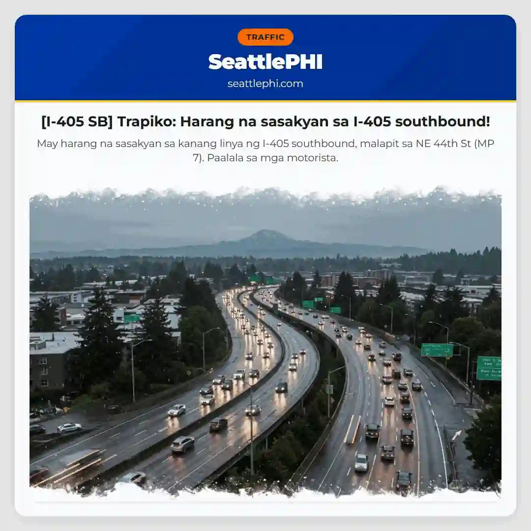 [I-405 SB] Trapiko: Harang na sasakyan sa I-405 southbound!