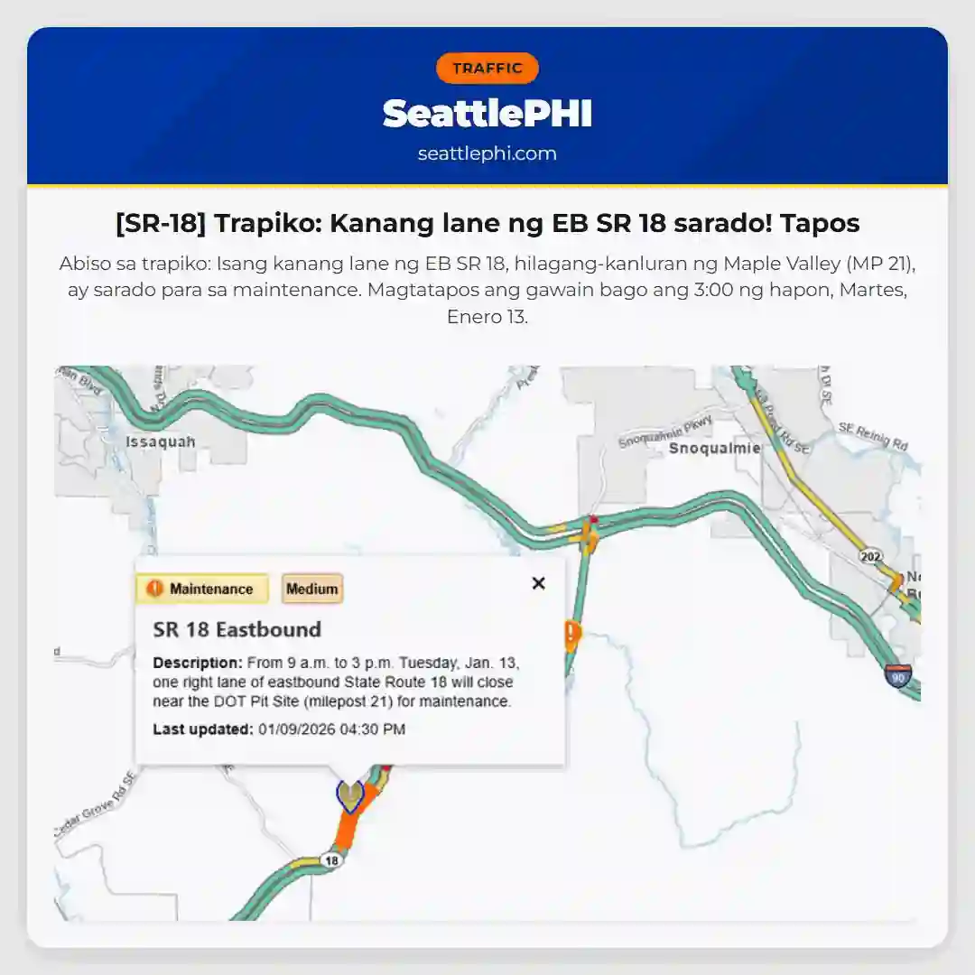 [SR-18] Trapiko: Kanang lane ng EB SR 18 sarado! Tapos