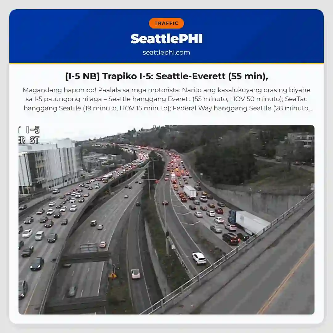 [I-5 NB] Trapiko I-5: Seattle-Everett (55 min),